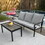 Patio Conversation 6 Pieces Sofa Set, Outdoor 3-Seater Couch with Coffee Table, Patio Chairs with Ottomans, Metal Furniture for Porch Balcony Backyard T2872S00002