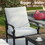 Patio Conversation 6 Pieces Sofa Set, Outdoor 3-Seater Couch with Coffee Table, Patio Chairs with Ottomans, Metal Furniture for Porch Balcony Backyard T2872S00002