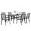 7pcs Outdoor Textilene Dining Set, Patio Textilene Outdoor Dining Chairs with Metal Square Table with 1.57" Umbrella Hole T2872S00006