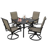 5 Piece Patio Dining Furniture Set, 4 Swivel Textilene Chairs & Table w/ 1.57