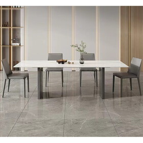 70.9 in Dining Table with Sintered Stone Table Top, Marble Dining Table Modern Kitchen Table for Living Room, Dining Room,Home and Office, White Table T2879S00008