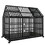 54" Heavy Duty Dog Crate Large Dog cage Strong Metal Dog Kennels and Crates for Large Dogs Top Open with 2 Doors 4 Lockable Wheels 2 Removable Trays T2895P199637