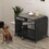 Heavy Duty Dog Crate Furniture Wooden Table Pet Dog Cage Kennel House Indoor Side End Table Decor with Removable Trays and Lockable Wheels for Small Dogs 33" Grey T2895P200024