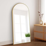 Dolonm 65x22 inch Arch Full Length Mirror, Modern Design Standing Floor Mirror, Full Body Mirror for Living Room, Bedroom, Bathroom, Cloakroom, Hallway, Gold(Wooden Frame) T2956P212035