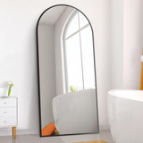 Dolonm 71x28 inch Arch Full Length Mirror, Modern Design Standing Floor Mirror, Full Body Mirror for Living Room, Bedroom, Bathroom, Cloakroom, Hallway, Black(Aluminum Alloy Frame) T2956P212054