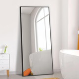 Dolonm 65x22 inch Full Length Mirror, Modern Design Standing Floor Mirror, Full Body Mirror for Living Room, Bedroom, Bathroom, Cloakroom, Hallway, Black(Aluminum Alloy Frame) T2956P212064