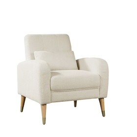 Mid-Century Modern Accent Chair, Upholstered Armchair Living Room Chair, Comfy Single Sofa Chair with Metal Legs, Polyester Fabric Chair for Living Room Bedroom T2956P212666