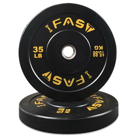 Olympic Bumper Weight Plates, Rubber Plate with 2-inch Steel Insert Rubberized Weightlifting Barbell Plates 35LB, Pairs or Sets T3060S00004
