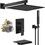 Male NPT Waterfall Tub and Shower Faucet Set, Suntisbo 10-inch Matte Black Rain Shower System T3177P277543