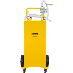 VEVOR Fuel Caddy, 35 Gallon, Gas Storage Tank on 4 Wheels, with Manuel Transfer Pump, Gasoline Diesel Fuel Container for Cars, Lawn Mowers, ATVs, Boats, More, Yellow T3342P309873