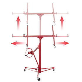 VEVOR Drywall Rolling Lifter Panel, 11ft Sheetrock Lift Drywall Lift, 150lb Weight Capacity Panel Hoist Jack Tool, Steel Material w/Telescopic Arm & 3 Lockable Wheels, 48x192 in Plasterboard Size