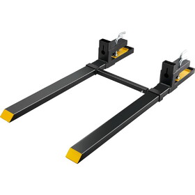 VEVOR Pallet Forks, 4000 lbs Clamp on Pallet Forks, 60" Total Length Heavy Duty Pallet Forks with Adjustable Stabilizer Bar, Tractor Bucket Forks for Tractor Attachments, Skid Steer, Loader Bucket