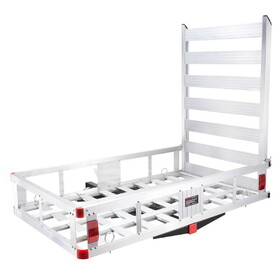 VEVOR 50 x 29.5 x 8.7 inch Hitch Cargo Carrier, 500lbs Capacity Trailer Hitch Mounted Cargo Basket, Aluminum Luggage Carrier Rack with Folding Ramp, Fits 2" Hitch Receiver T3342P310935