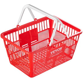 VEVOR Shopping Basket Portable Grocery Basket 20PCS 21L with Handle & Stand Red T3342P311683