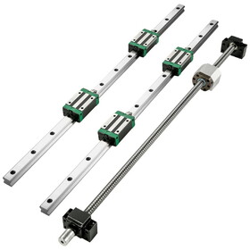 VEVOR Linear Guide Rail, 2PCS HGR20-1000mm Linear Slide Rail + 1pcs RM1605-1000mm Ballscrew with BF12/BK12 Kit, Coupling, Slide Blocks Linear Guide Rail Set for DIY CNC Routers Lathes Mills