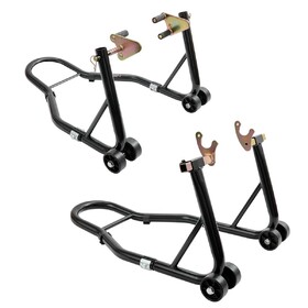 Motorcycle Stand Lift, 850lbs Front Rear Combo Stand Lift Stand, Front and Rear Wheel Fork Stand, U+L Fork Swingarm Spool, Compatible with Most Yamaha Honda Kawasaki Suzuki Motorcycles, Black