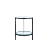 Sleek Minimalist Coffee Table, Crystal Clear Tempered Glass + Matte Black Industrial Frame T3609P333094
