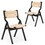 Wood Folding Chairs, Foldable Chairs Wooden Indoor Stackable Dining Chairs for Kitchen & Dining Room Chair Woven Seat & Webbing Back, Dining Chair Set of 2 T3623P380477