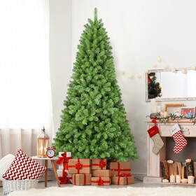 6ft Christmas Tree with Memory Wire, 760 Tips Hinged Artificial PVC Tree, Easy Setup Green Xmas Tree for Indoor Holiday Decoration T3637P337833