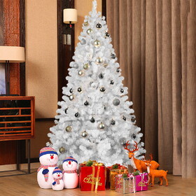 4ft White Christmas Tree with Memory Wire, 328 Tips Hinged Artificial PVC Tree, Easy assembly Holiday Xmas Tree for Indoor Decor (Ornaments Not Included) T3637P338002