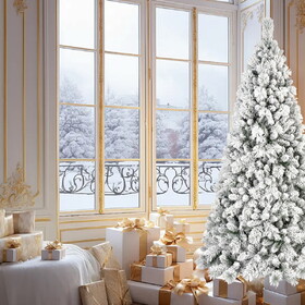 6FT Flocked Christmas Tree with 752 Tips - Snowy PVC & Hard Needle Branches, Hinged Structure for Easy Setup, Stable Metal Stand - Realistic Full-Body Holiday Tree T3637P338684