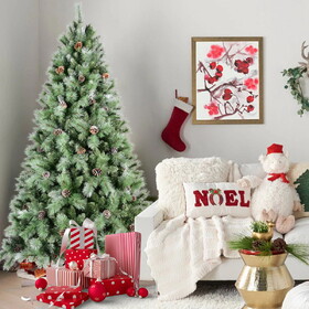 5FT Christmas Tree with 51 Pine Cones - 694 Tips, Mixed PVC & Hard Needle Branches, Hinged Structure for Easy Setup, Sturdy Metal Stand - Realistic Full Holiday Tree T3637P338741