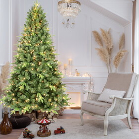 4FT Pre-Lit Christmas Tree with 200 UL Warm White Lights - Classic Green Tree with 636 PE+PVC Tips, Hinged Branches for Easy Setup, Sturdy Metal Stand, Realistic Full Look T3637P339024