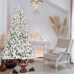 4FT Flocked Christmas Tree with 150 UL Lights and 21 Natural Pine Cones - Snowy PVC Tips, 366 Tips, Hinged Structure, Stable Metal Stand, Easy Setup T3637P339737