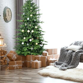 4FT Green PVC+PE Christmas Tree with 919 Tips - Full & Lush Hinged Tree with Metal Stand, Easy assembly, Realistic Mixed Needle Design T3637P339977