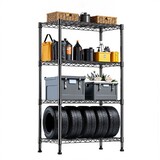1000 lbs Storage Shelving Steel Heavy Duty 4-Tier Utility Shelving Unit Steel Organizer Wire Rack for Home,Kitchen,Office,Black (13.7