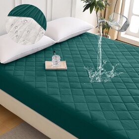 Diamond-patterned ultrasonic waterproof quilted fitted sheet, green, King size T3656P353786