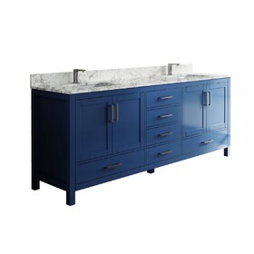 83" Modern Bathroom Vanity with Double Basins Sink, Freestanding Vanity Cabinet with Faucet Hole in Blue)