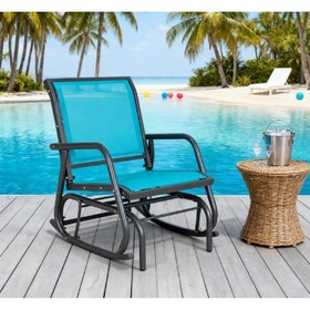 Steel Swing Chai with Curved Armrests,Outdoor Glider Chair for Porch, Garden, Poolside, Balcony T3971P418238