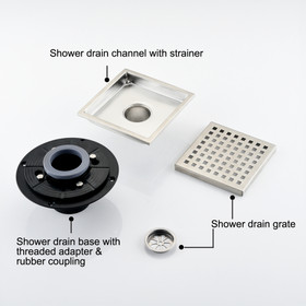 6 inch Square Shower Floor Drain Th-Fd106Ns