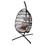 Hanging Egg Chair with Stand Outdoor Patio Swing Egg Chair Indoor Folding Egg Chair, Waterproof Cushion, Folding Rope Back, Heavy Duty C-Stand, 330lbs Capacity USPG-HC001-BCGY