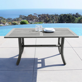 Renaissance Outdoor Patio Hand-scraped Wood Rectangular Dining Table with Curvy Legs V1300