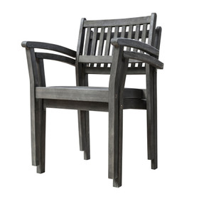 Renaissance Outdoor Patio Hand-scraped Wood Stacking Armchair (Set of 2) V1805