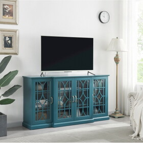 63" TV Stand, Sideboard Buffet,Storage Cabinet, Teal Blue W1003P157963