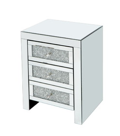 W17.3" x D 13.4" x H 23.6 " Arc Drill Mirror Three Pumping Cabinet Multifunctional Bedside Table W100535587