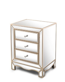 W 19.7" x D 15" x H 26" Champagne mirror three extraction cabinet, multifunctional bedside table W100535962