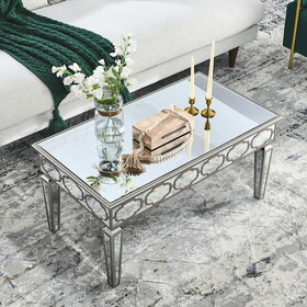 Elegant shiny silver mirror coffee table, cocktail table (39.5 "x 21.5" x 19.5 ") W100540564