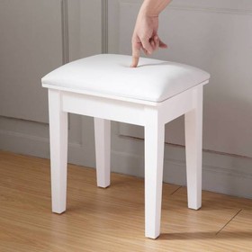 Vanity Stool Makeup Bench Dressing Stool with Cushion and Solid Legs,White W102747371
