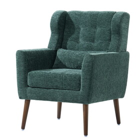 Accent Chair Upholstered Foam Filled Living Room Chairs Comfy Reading Chair Mid Century Chair with Chenille Fabric Lounge Arm Chairs Armchair for Living Room Bedroom (Blackish Green)