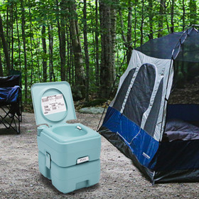 5.3 Gallon 20L Flush Outdoor Indoor Travel Camping Portable Toilet for Car, Boat, Caravan, Campsite, Hospital,Green W10411B0201