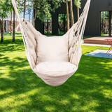 Hammocks Hanging Rope Hammock Chair Swing Seat with Two Seat Cushions and Carrying Bag, Weight Capacity 300 lbs, Natural W104143054