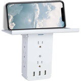 Set of 2 Wall Outlet Extender Surge Protector Multifunctional Outlet Wall Plug with 3 USB Ports(3.4A Total), 8 Ac Outlets, Removable Outlet Shelf W104147780