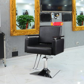 Hydraulic Barber Chair, Heavy-Duty Styling Chair with 360 Degree Rotation for Barber Shop, Beauty Salon, Spa, Tattoo Shop, Black W104150706