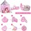 3 in 1 Rocket Ship Play Tent - Indoor/Outdoor Playhouse Set for Babies, Toddleers, Pink W104152314
