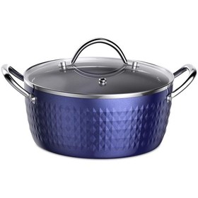 3.7 Quart Cooking Soup Pot with Lid, Small Nonstick Soup Pot with Lid, Round Small Soup Pot 3.3 L, Blue Nonstick Induction Stock Pot, 100% Bpa Free Anodized Healthy Ceramic W104156946