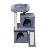 Double-Layer Cat Tree with Cat House and Ladder - Light Gray W104160770